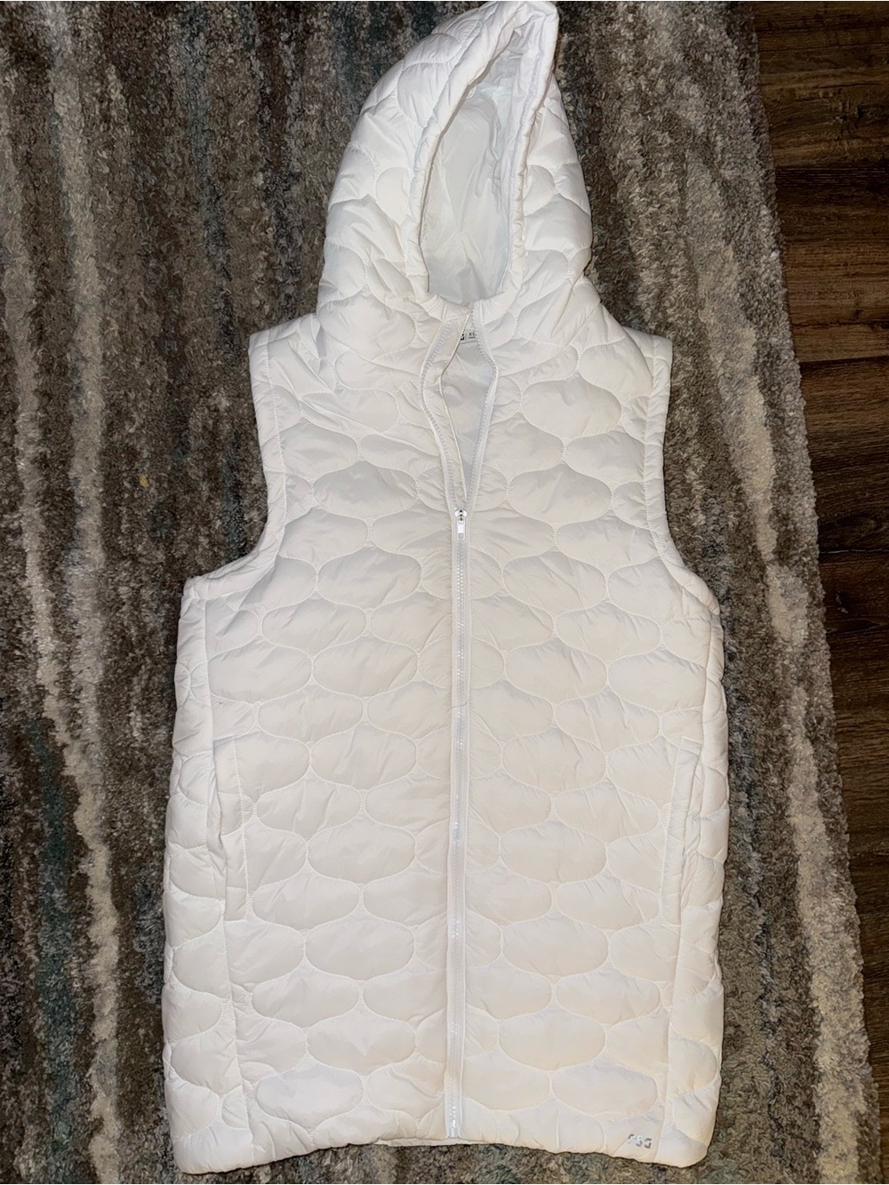 DSG White Quilted Longline Hooded Vest